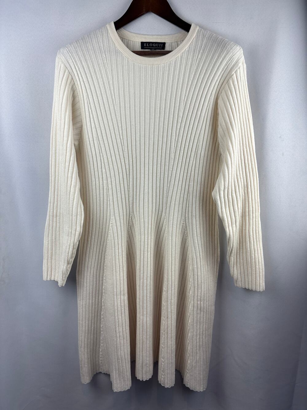 Women’s Eloquii Size 18/20 Cream Ribbed Sweater Dress